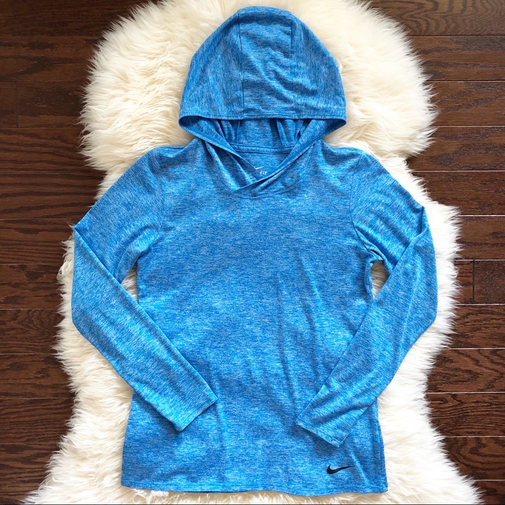 Womens Long Sleeve Nike Light Weight Athletic Hooded Pullover Top Size Small